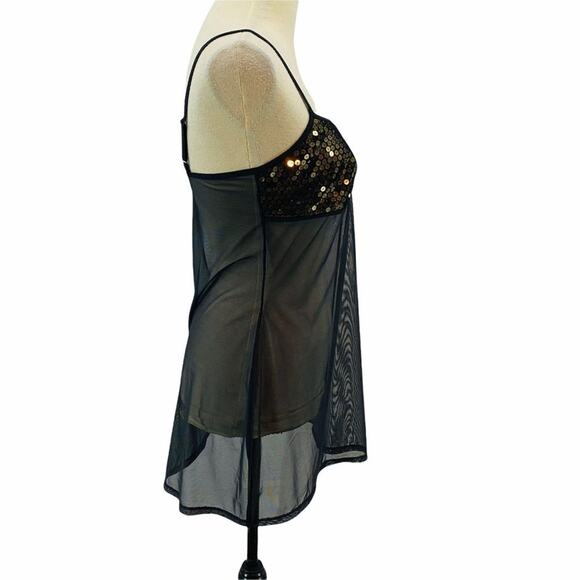 Vintage Victoria Secret Sheer Black Gold Sequin Negligee Womens Medium - Picture 3 of 9